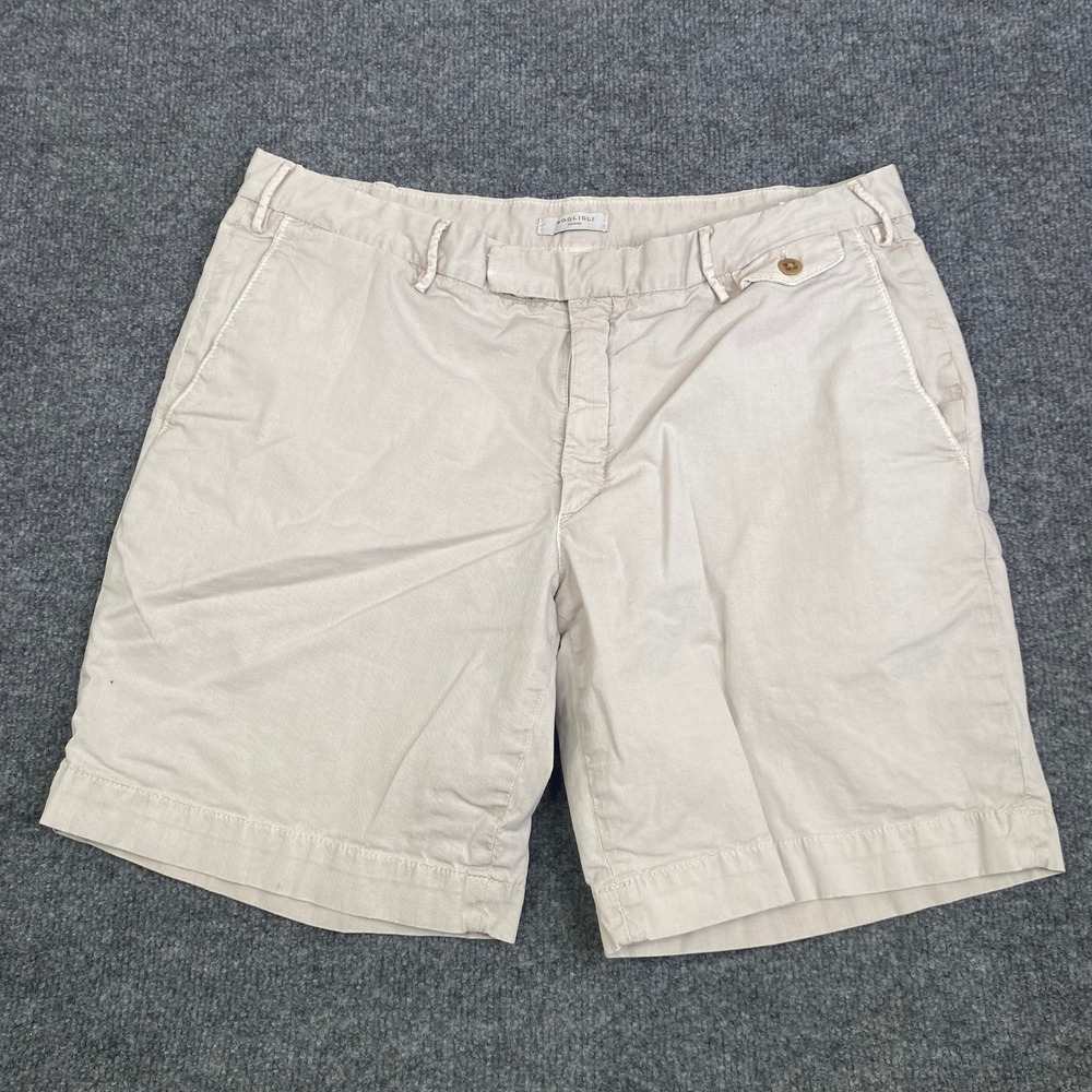 Boglioli Milano Mens Beige Chino Shorts Size 52 IT Made in Italy Cotton Stretch
